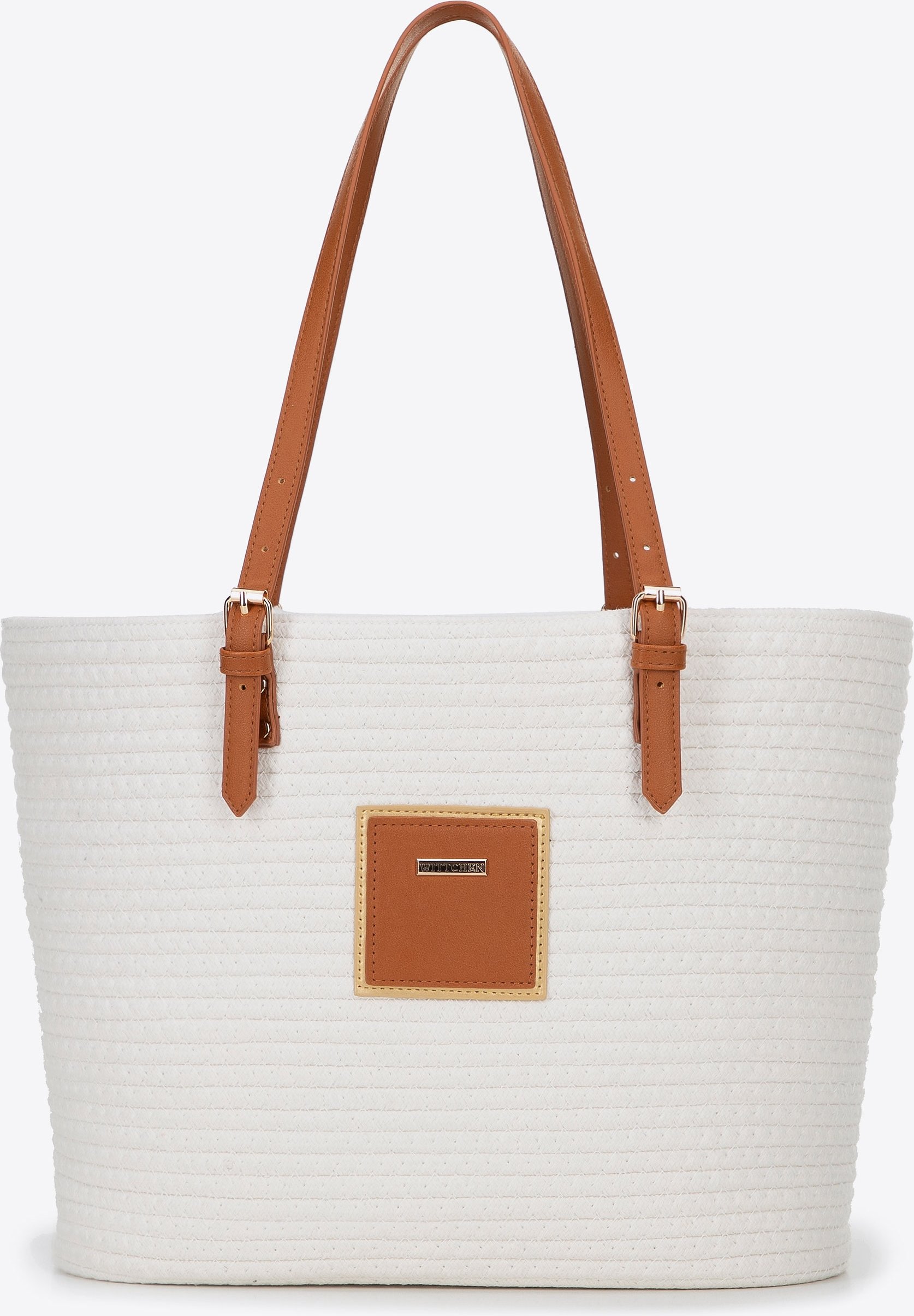 Wittchen Damen-Einkaufstasche aus Baumwollmischgewebe, cremeweiß, Polyester