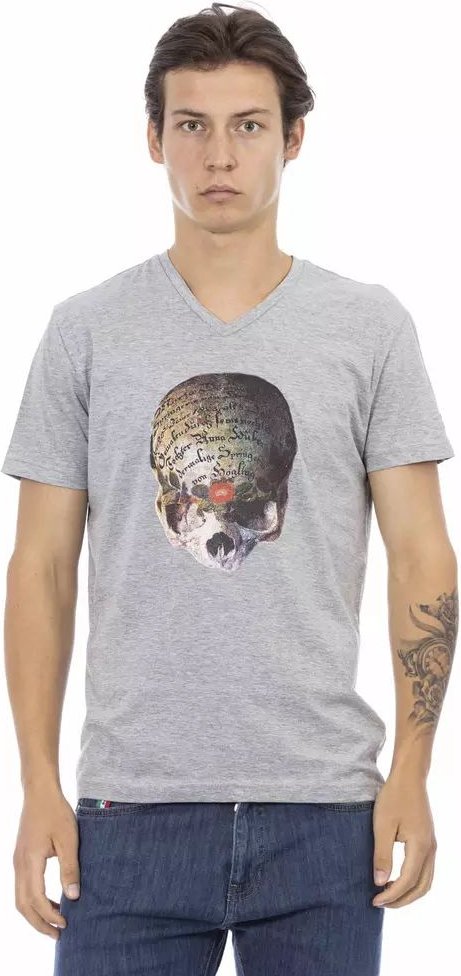 Skull-Grafik V-Ausschnitt T-Shirt