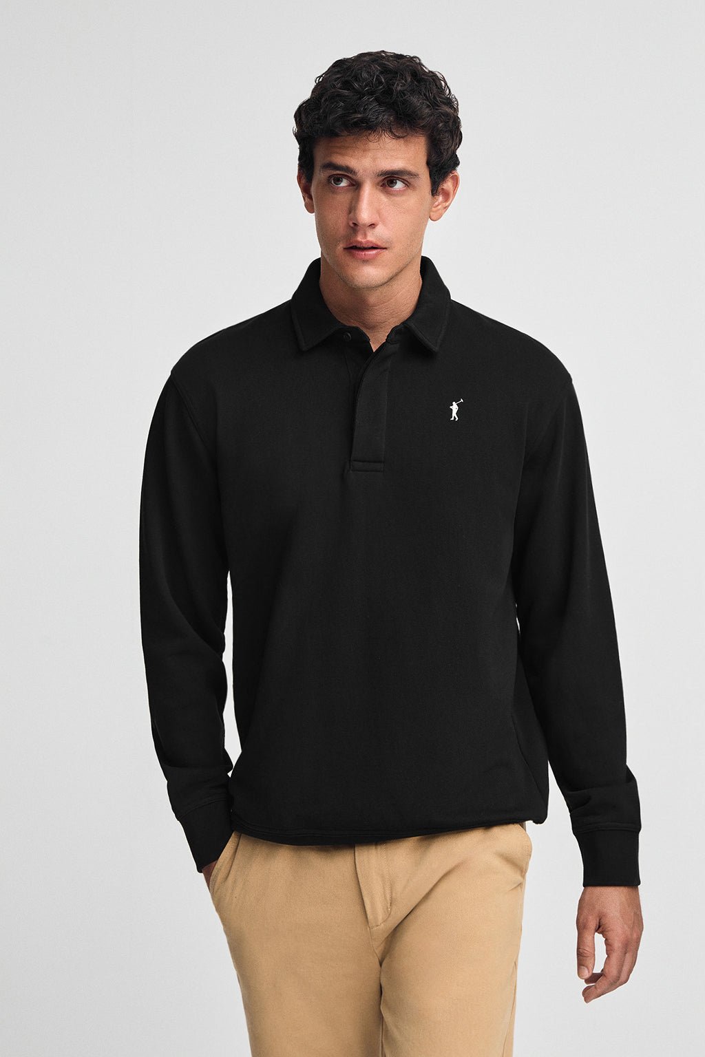 Polo-Sweatshirt schwarz im Regular Fit mit Rigby Go-Logo