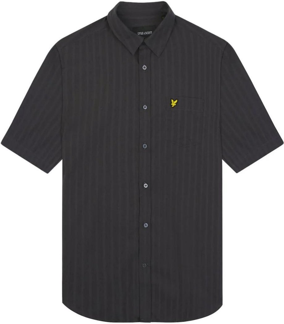 Lyle & Scott Brand Gunmetal-Hemd mit Logo auf der Brust