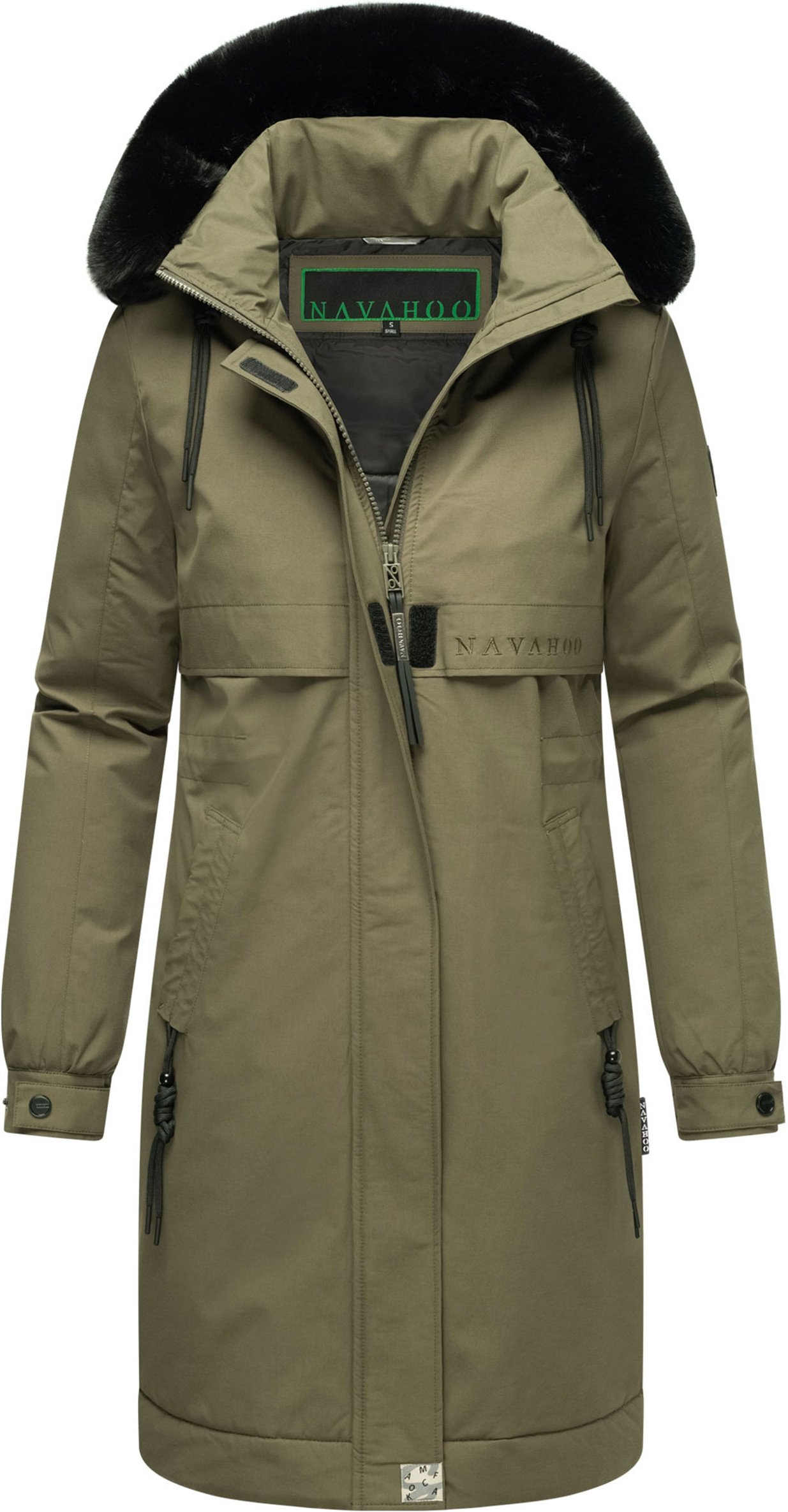 Navahoo Kaltwetterretter Damen Winter Parka mit Kunstfellkragen
