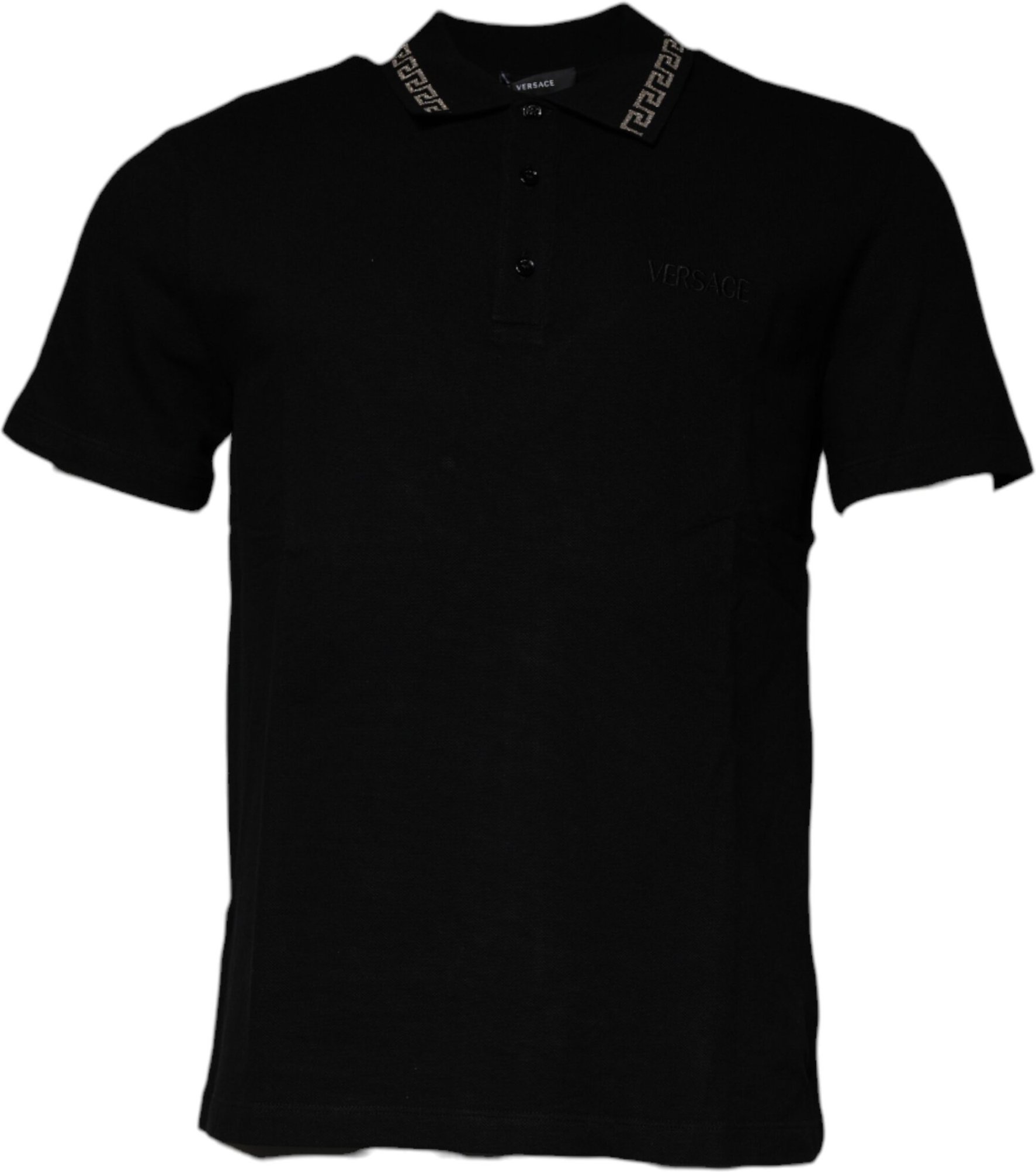 Schwarzes Greca Polo-Shirt