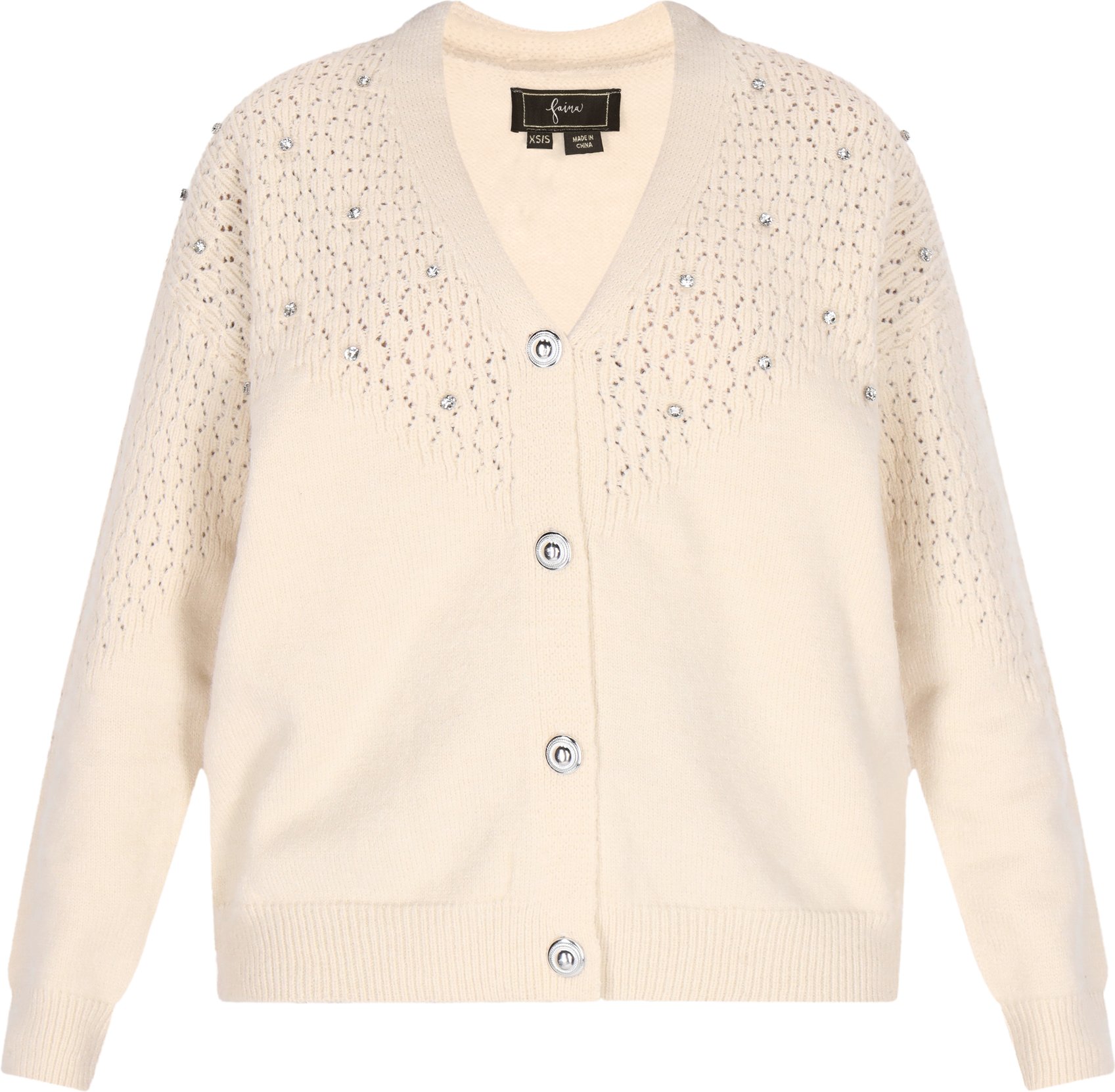 Thumbnail - Faina Strickjacke Damen Wollweiß