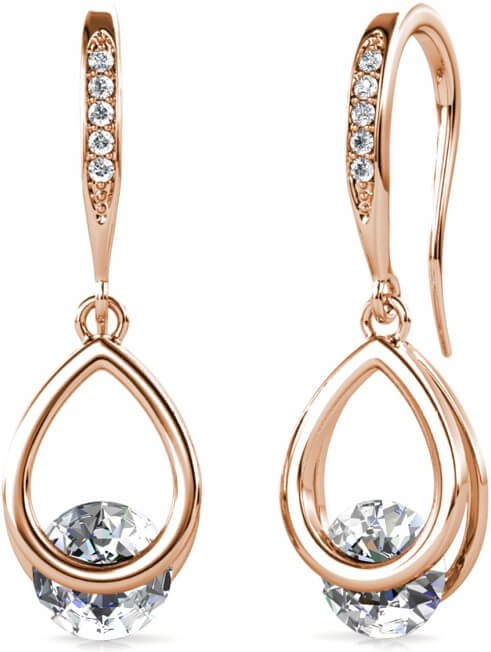 Tristin Hakenohrringe - Roségold und Kristall