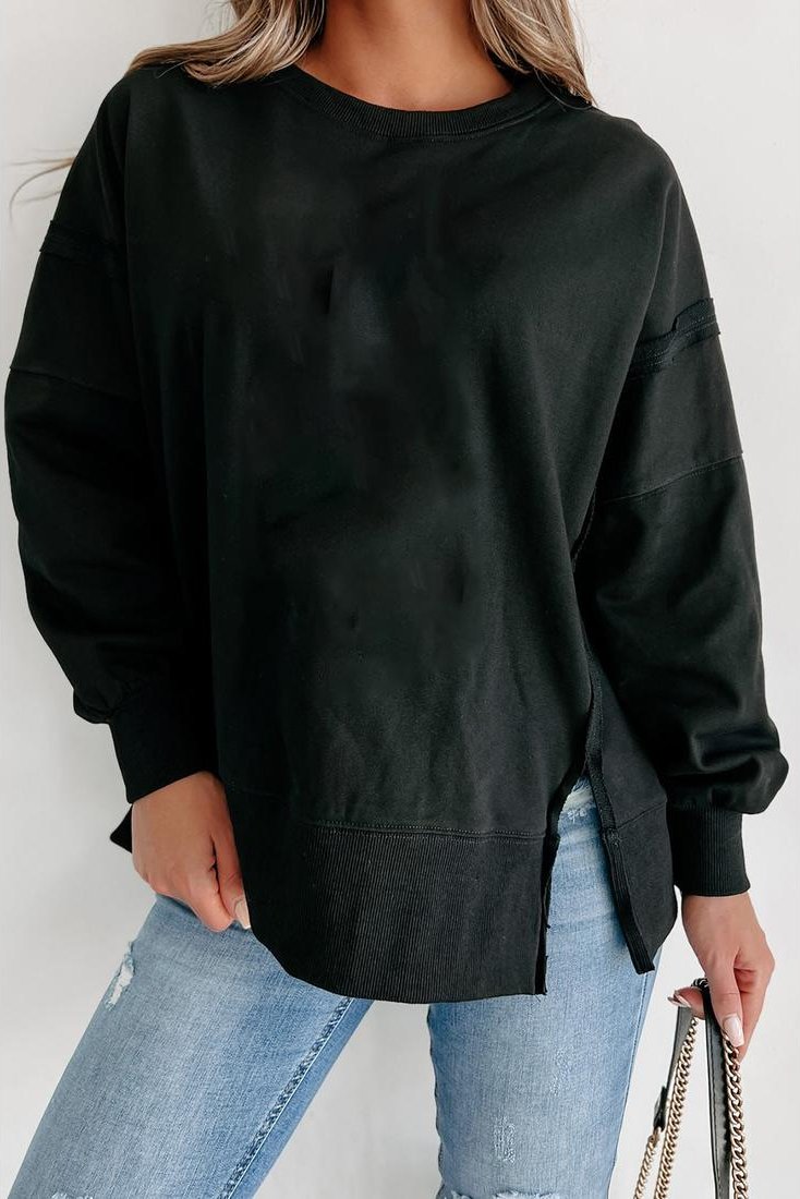 Thumbnail - Azura Exchange Herren Schwarz Rundhals Langarm-Sweatshirt