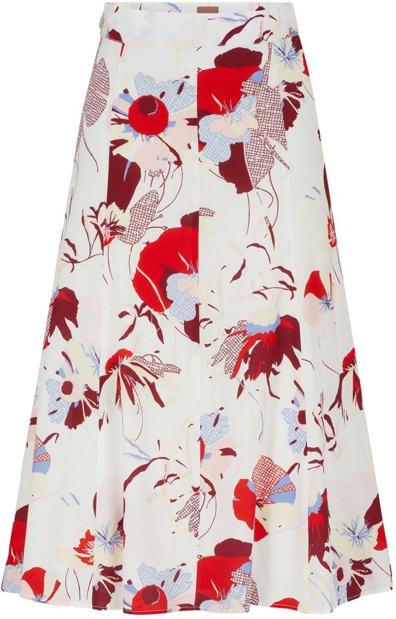 Boss - "Vallua" Midirock für Damen (Naturweiß/Rot/Blau)