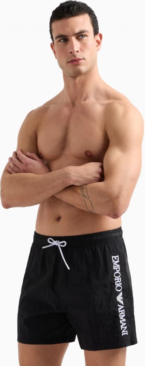 Emporio Armani Herren Badeshorts mit vertikaler Logo-Stickerei
