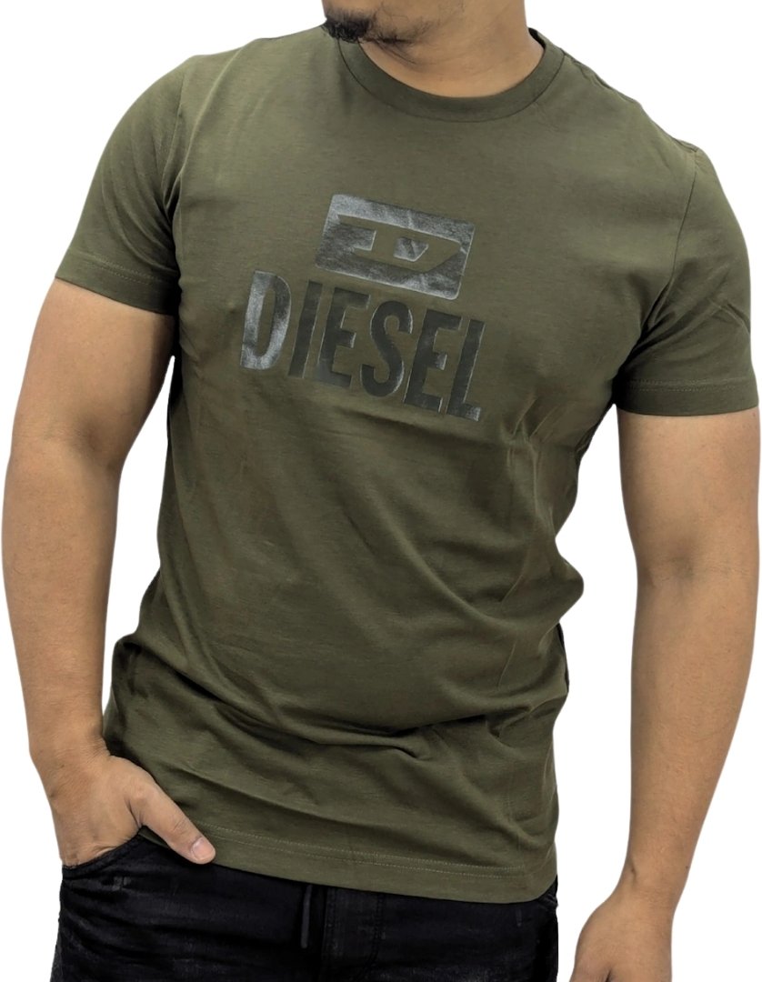 Diesel Monotones Logo-T-Shirt in Grün