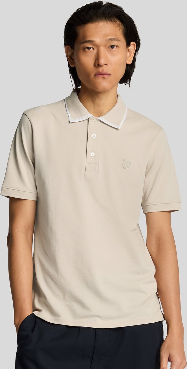 Lyle & Scott Poloshirt aus superfeiner Baumwolle mit Spitzen – Sand