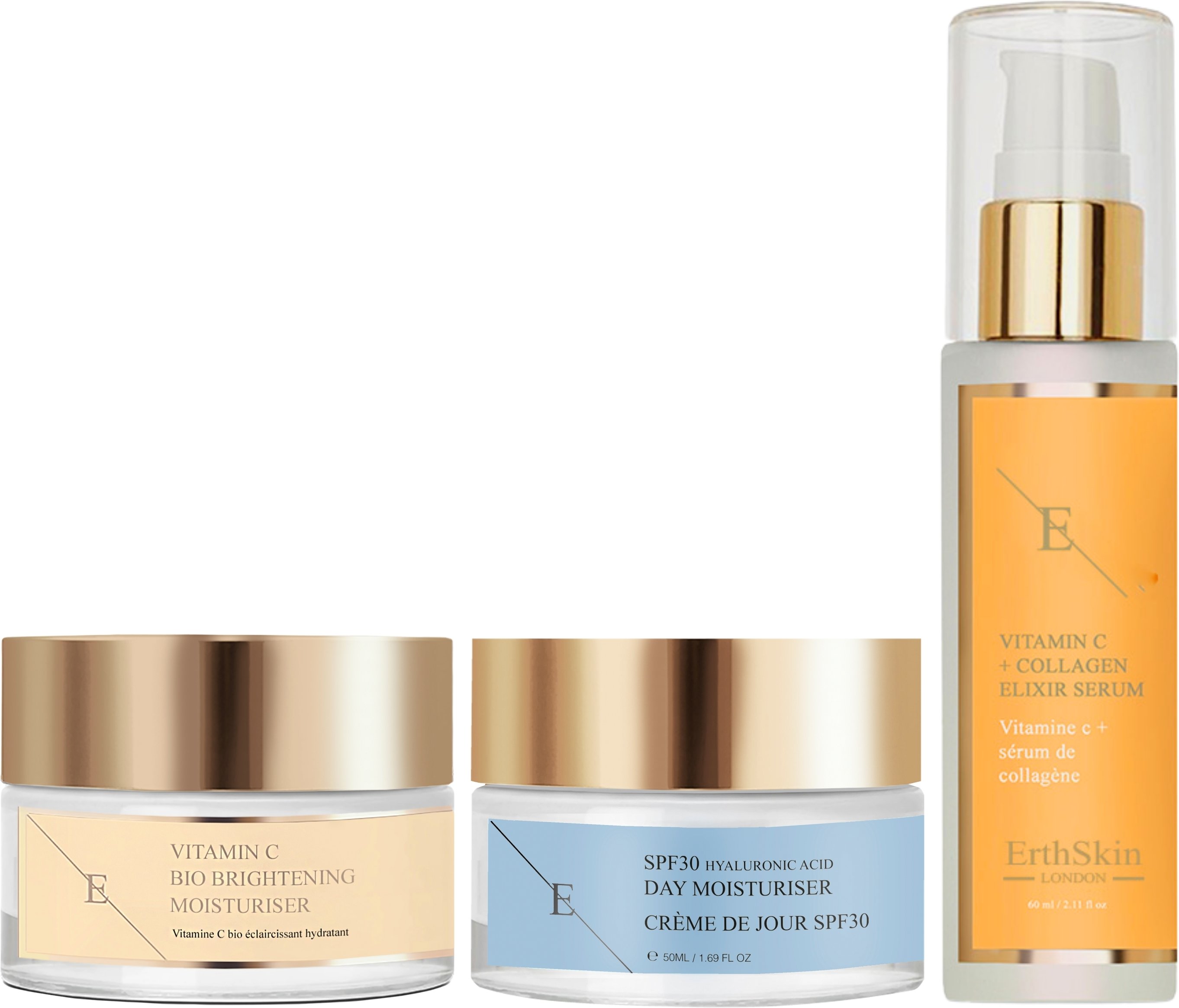 Thumbnail - VITAMIN C + COLLAGEN ELIXIR SERUM 60ML + Vitamin C Bio Brightening Moisturiser 50ml+SPF 30 Hyaluronic Acid Day Cream 50m...