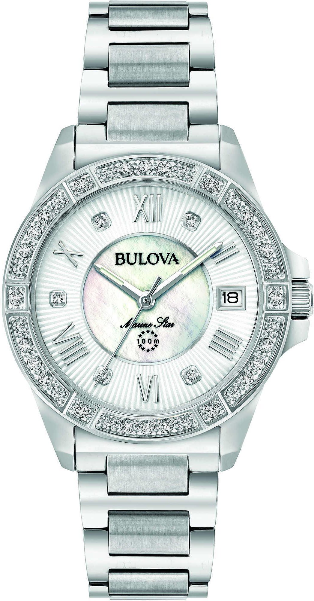 Bulova Marine Star Silber Damen Armbanduhr 96R232