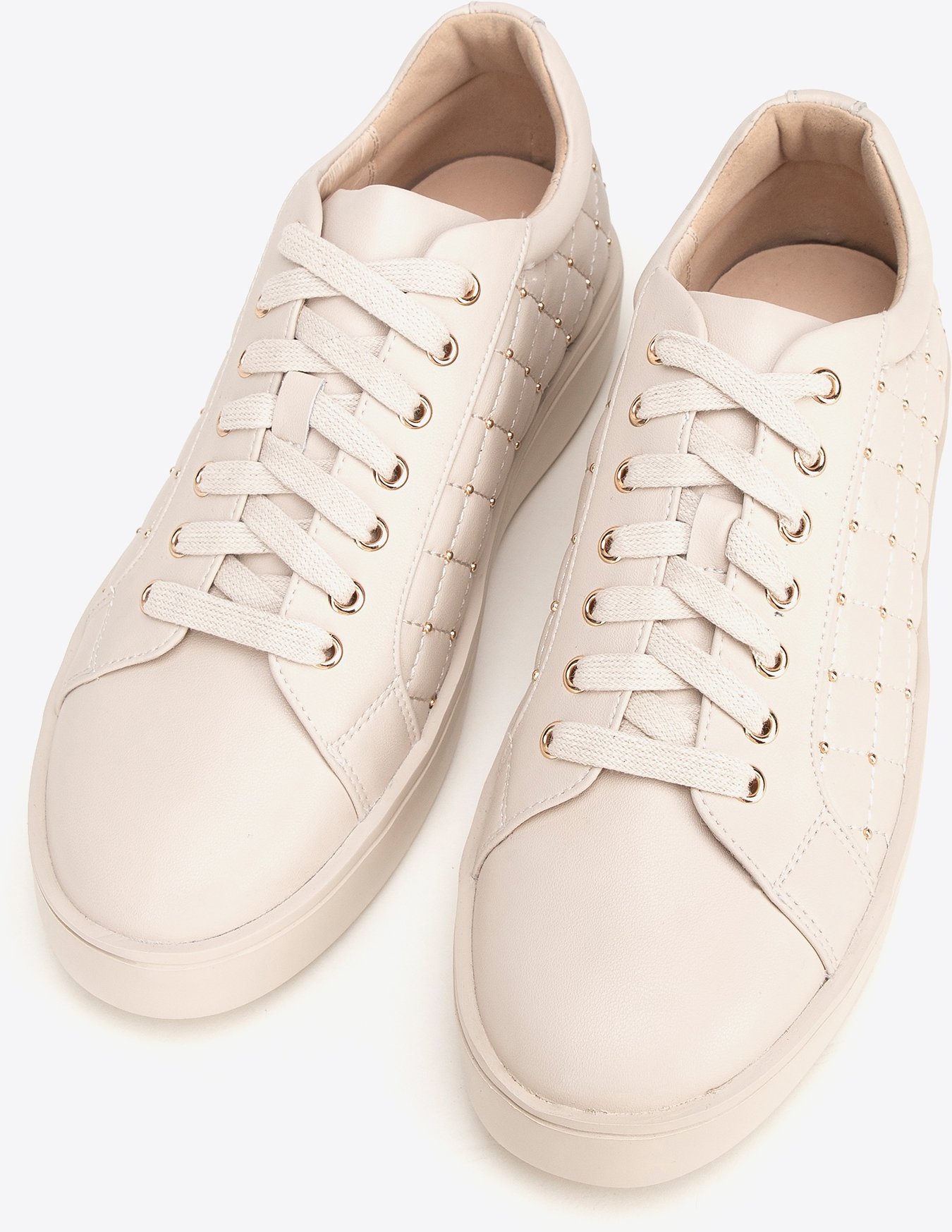 Wittchen Damen-Sneaker aus Leder mit gestepptem Obermaterial, cremefarben