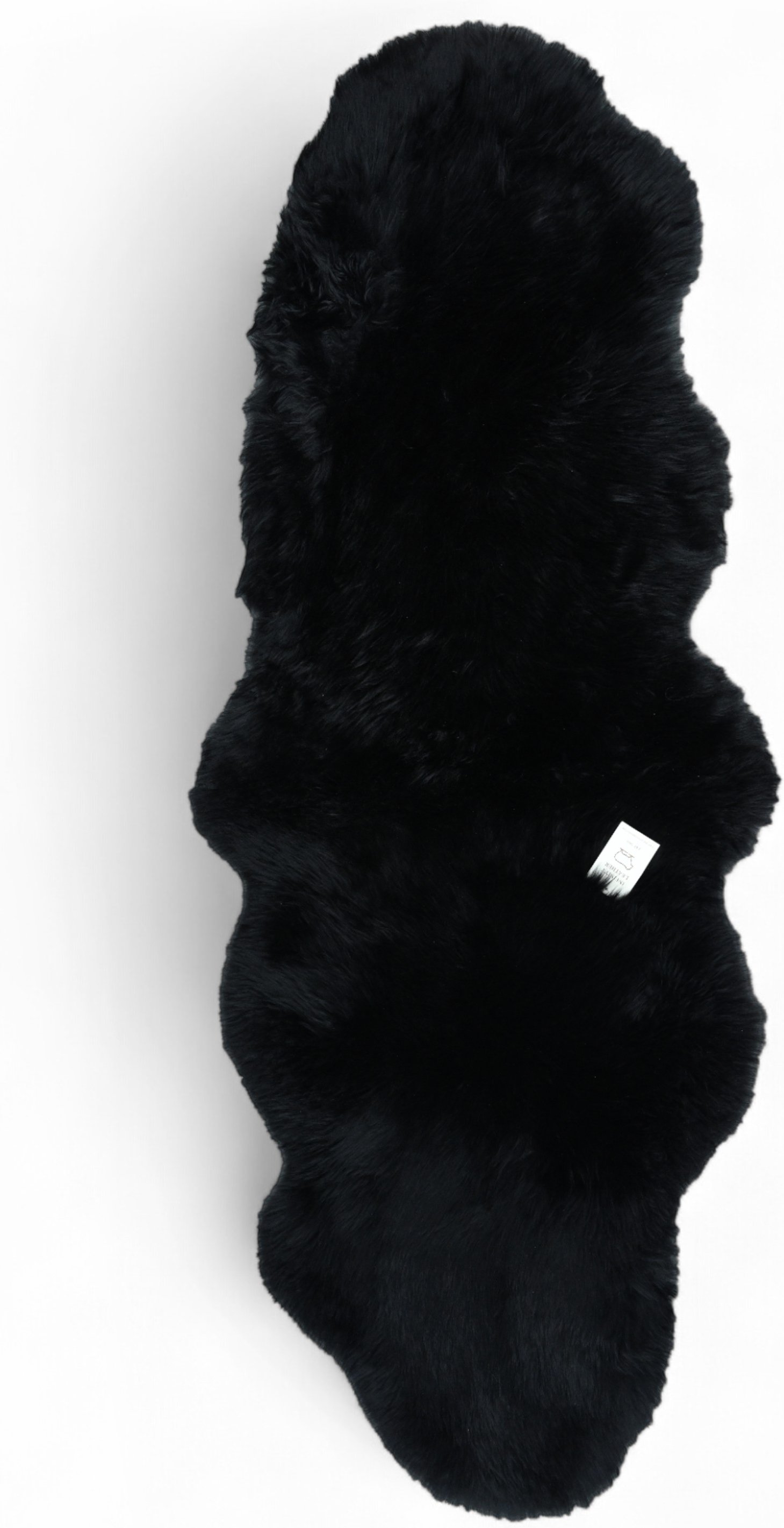 Echter Schaffell-Teppich, schwarz, doppelt, natürlich, flauschig, seidig weich, echte Wolle