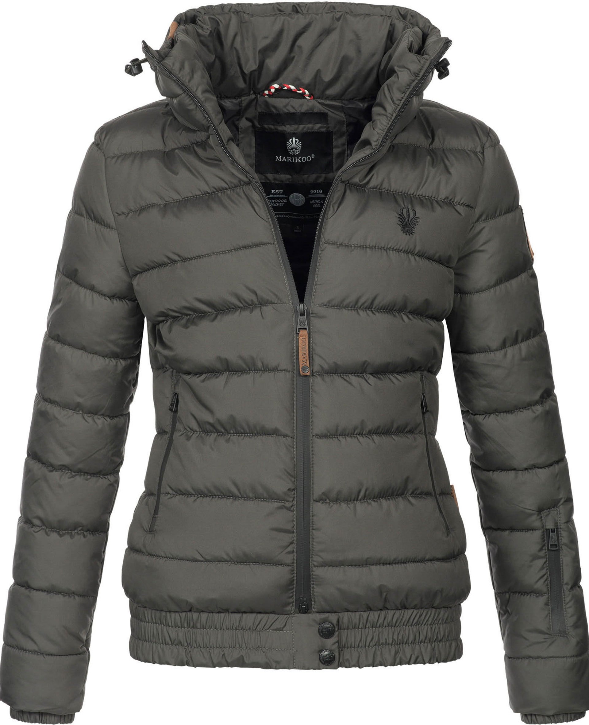 Marikoo Damen Steppjacke Poisen mit hohem Kragen & Teddyfleece-Taschen