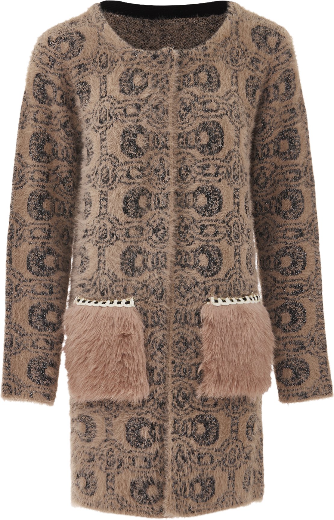 Faina Strickjacke Damen Dunkelrosa Schwarz