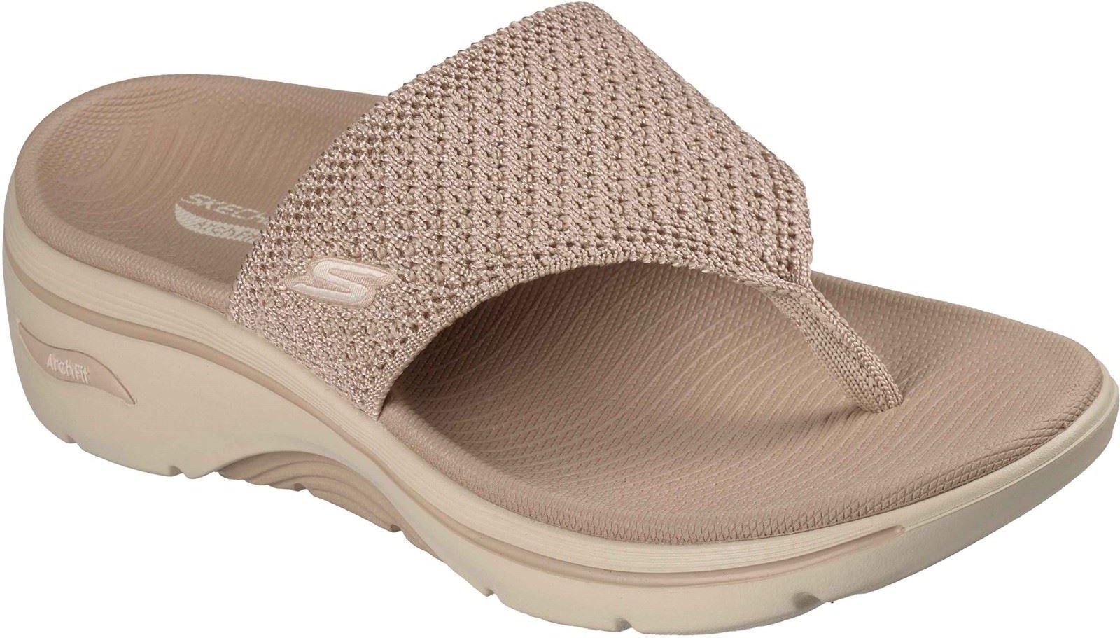 Skechers Go Walk Arch Fit 2.0 Textil Damen Sandalen Taupe Standard