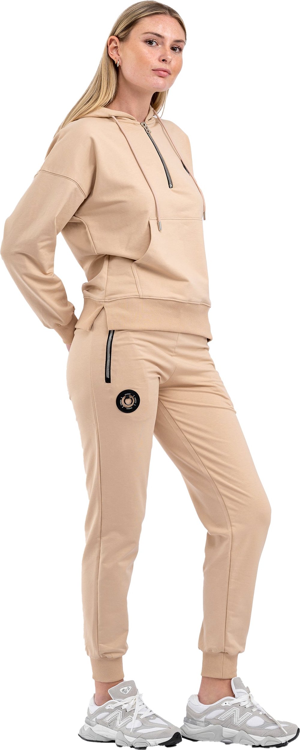 Tom Barron Damen-Trainingsanzug-Set mit halbem Reißverschluss und Kängurutasche, stilvoller Trainingsanzug-Set mit Logo-...