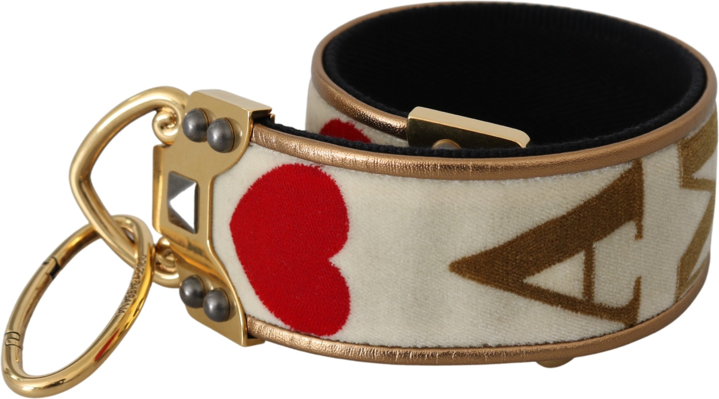 Dolce & Gabbana Gol White Textile Cuir Amore épaule STRAPE FEMMES