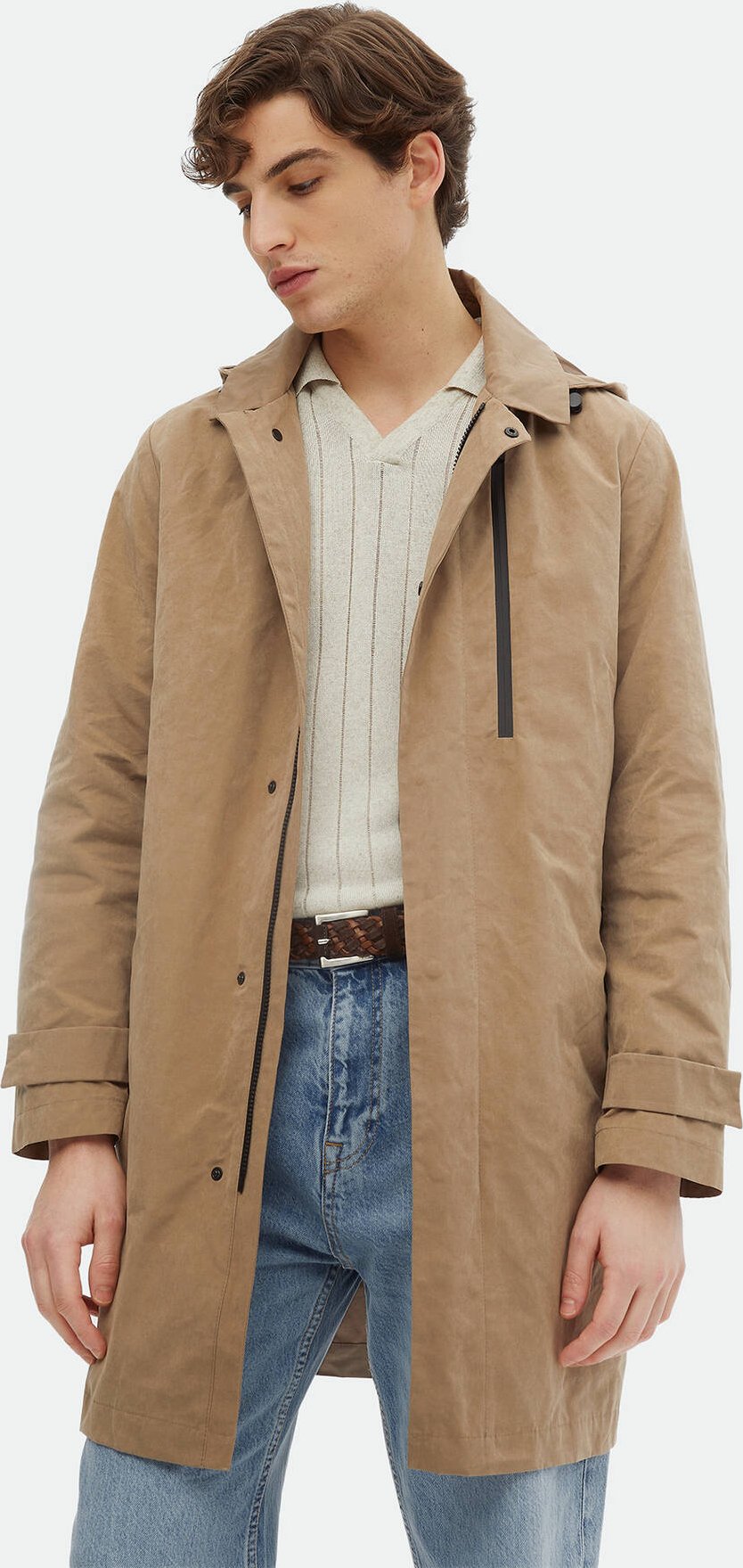 Abnehmbarer, gewebter Buff-Regenmantel mit Kapuze