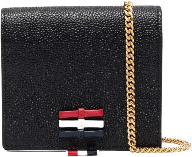 3-Bogen Kartenhalter mit Kettenriemen aus strukturiertem Leder - L12 H13 B3