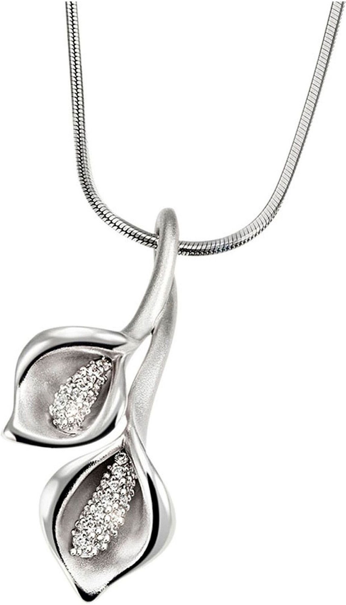 Goldmaid Anhänger mit Kette 925 Sterling Silber Gebürstet Zirkonia weiß