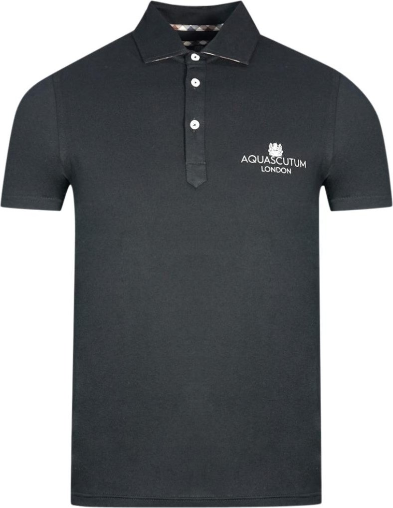 Aquascutum London Bold Logo Schwarzes Poloshirt