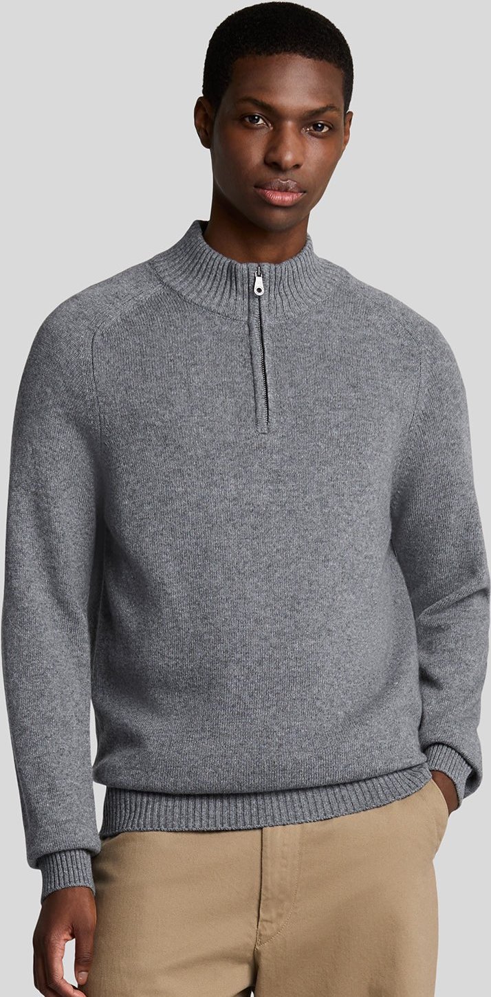 Lyle & Scott Strickpullover mit 1/4-Reißverschluss – Grau
