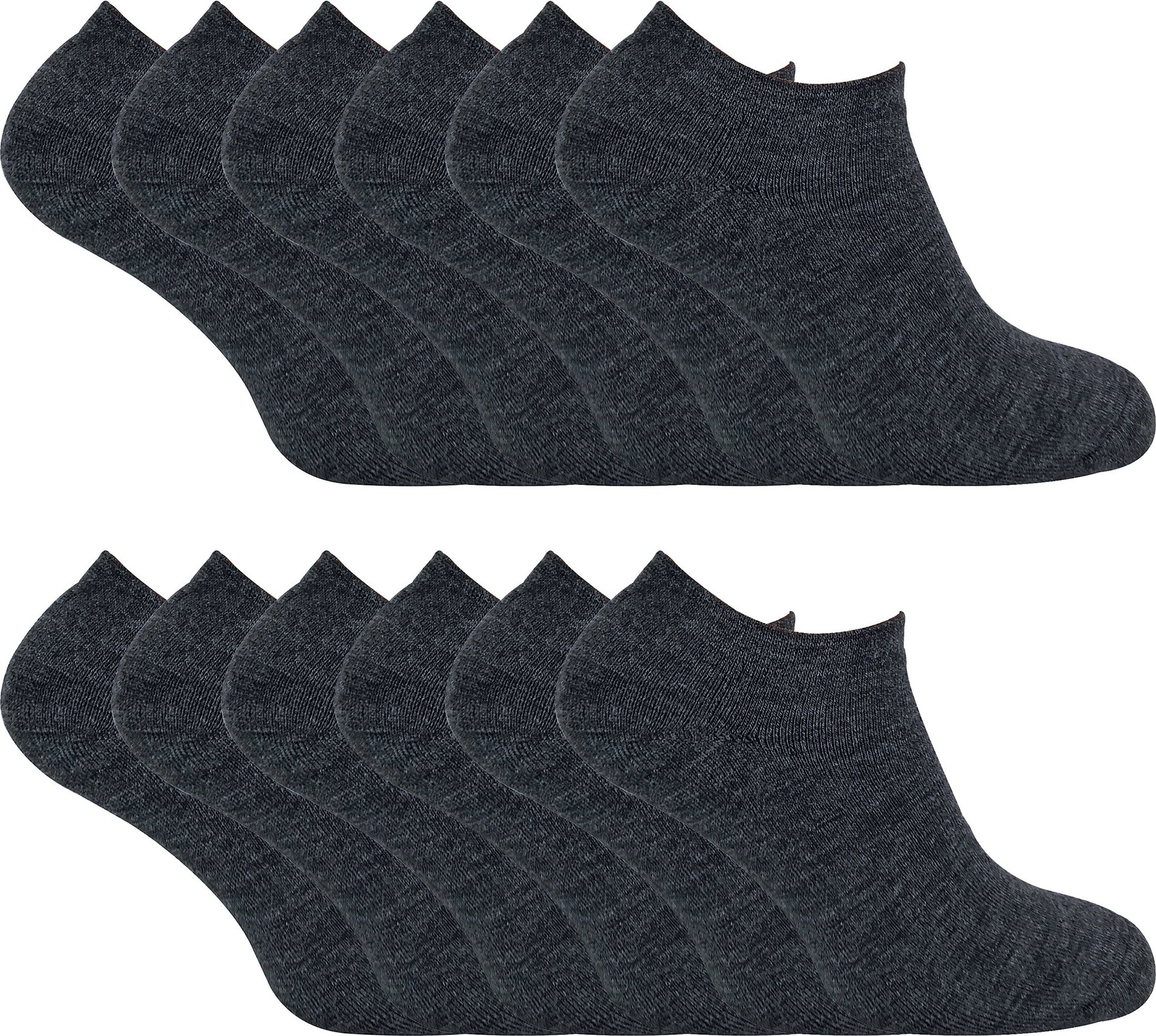 Thumbnail - Mens Thermal Low Cut Trainer Socken | 12 Paar Multipack | Winter Invisible Socken für Männer - Charcoal
