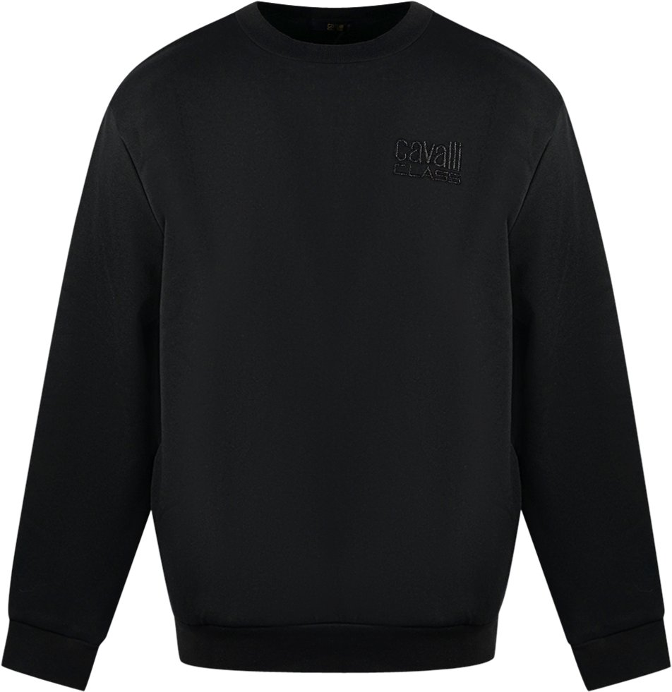 Cavalli Class Druck-Logo Schwarzer Pullover