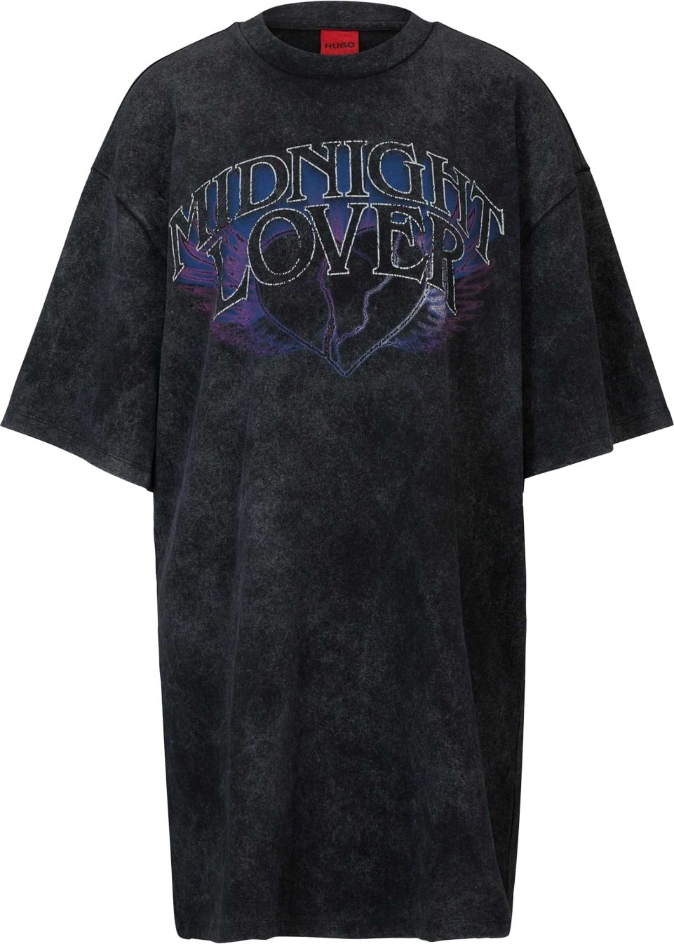 Hugo - "Nelaja" T-Shirt-Kleid für Damen Baumwolljersey Übergroß (Schwarz)