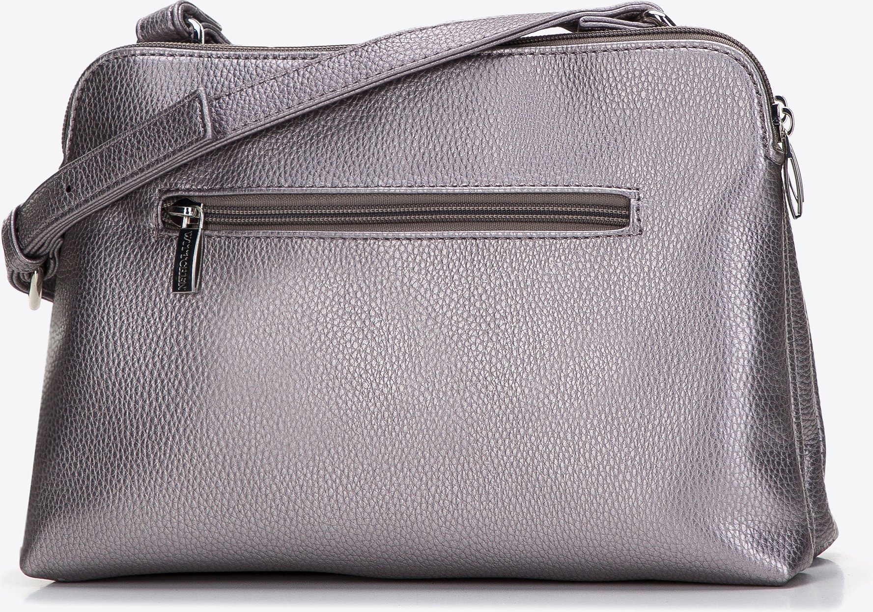 Wittchen Damen-Umhängetasche aus Öko-Leder, zwei Fächer, silberfarben