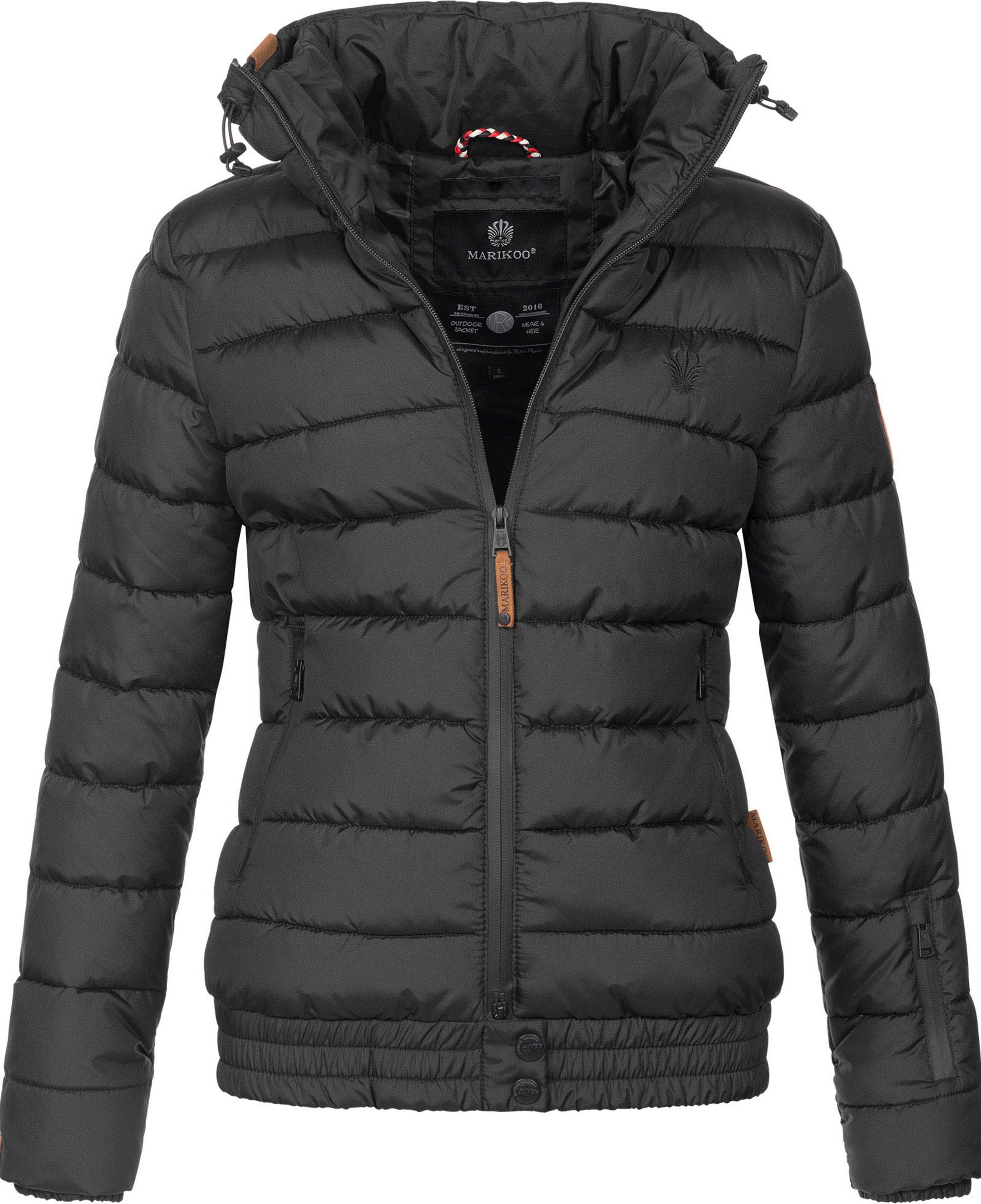 Marikoo Damen Steppjacke Poisen mit hohem Kragen & Teddyfleece-Taschen