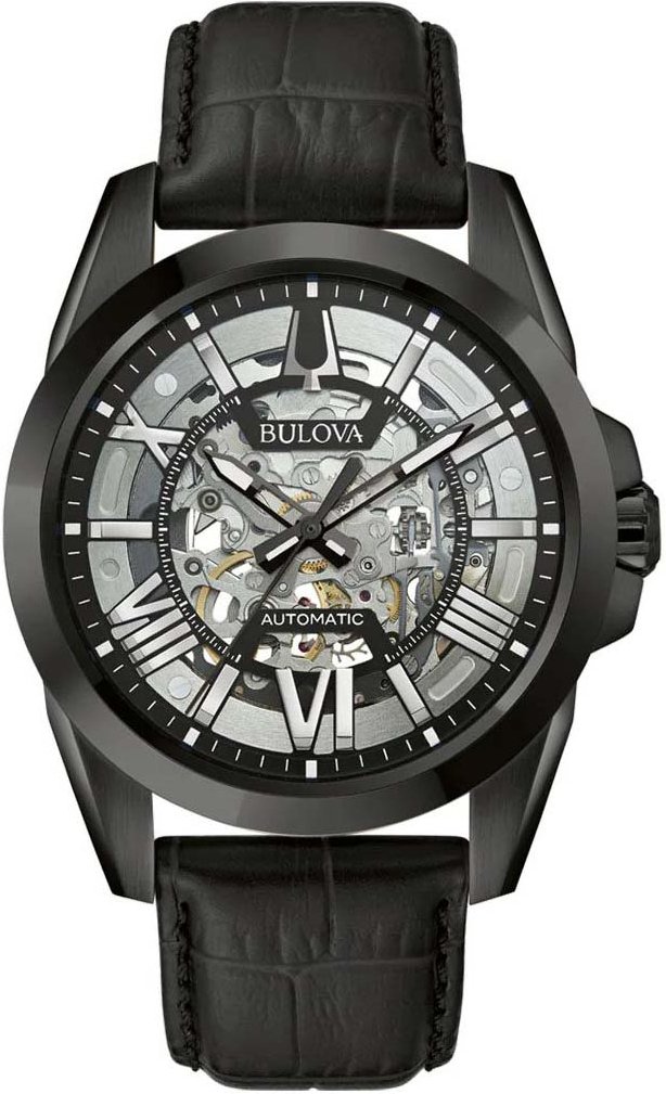 Bulova Sutton Skeleton Herren Schwarz Uhr 98A304