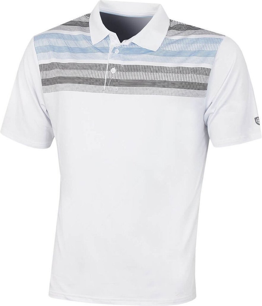 Insel Green Matrix Print Mens White Golf Polo Shirt