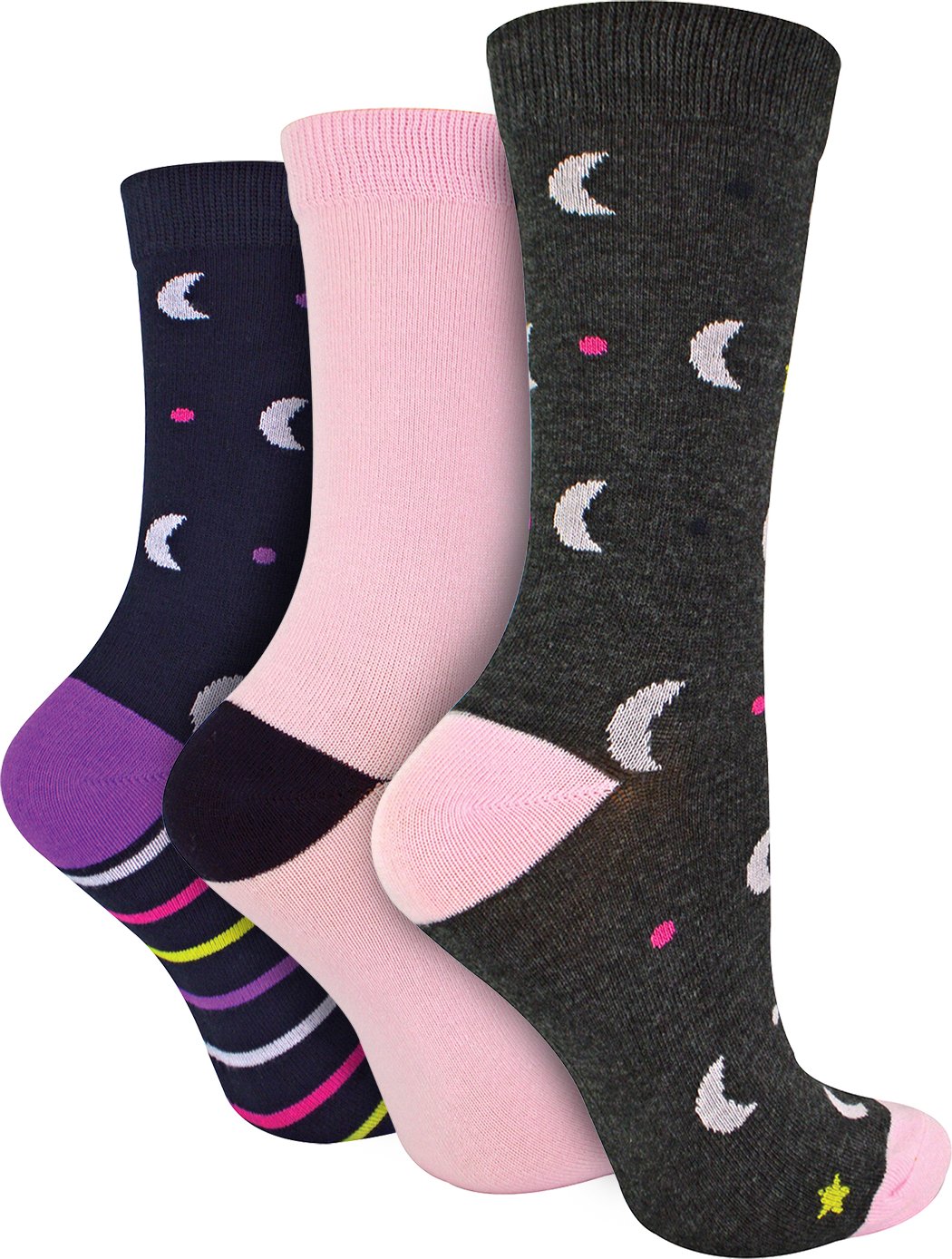 Wild Feet - 3er-Pack Damen atmungsaktiv gemusterte Bambus-Socken - H&T