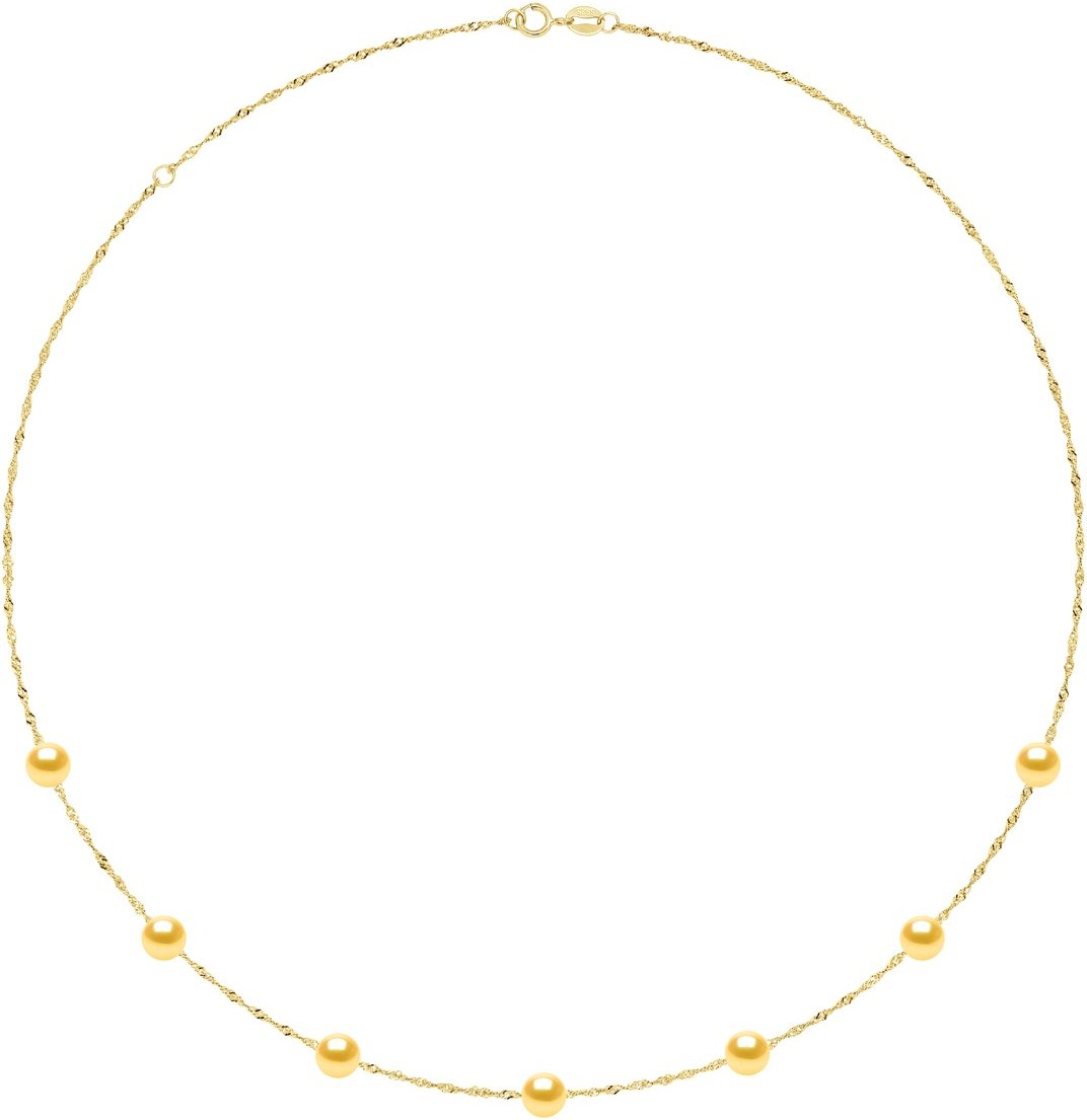 Halskette Perlen – 7 echte Süßwasser-Zuchtperlen rund 6–7 mm