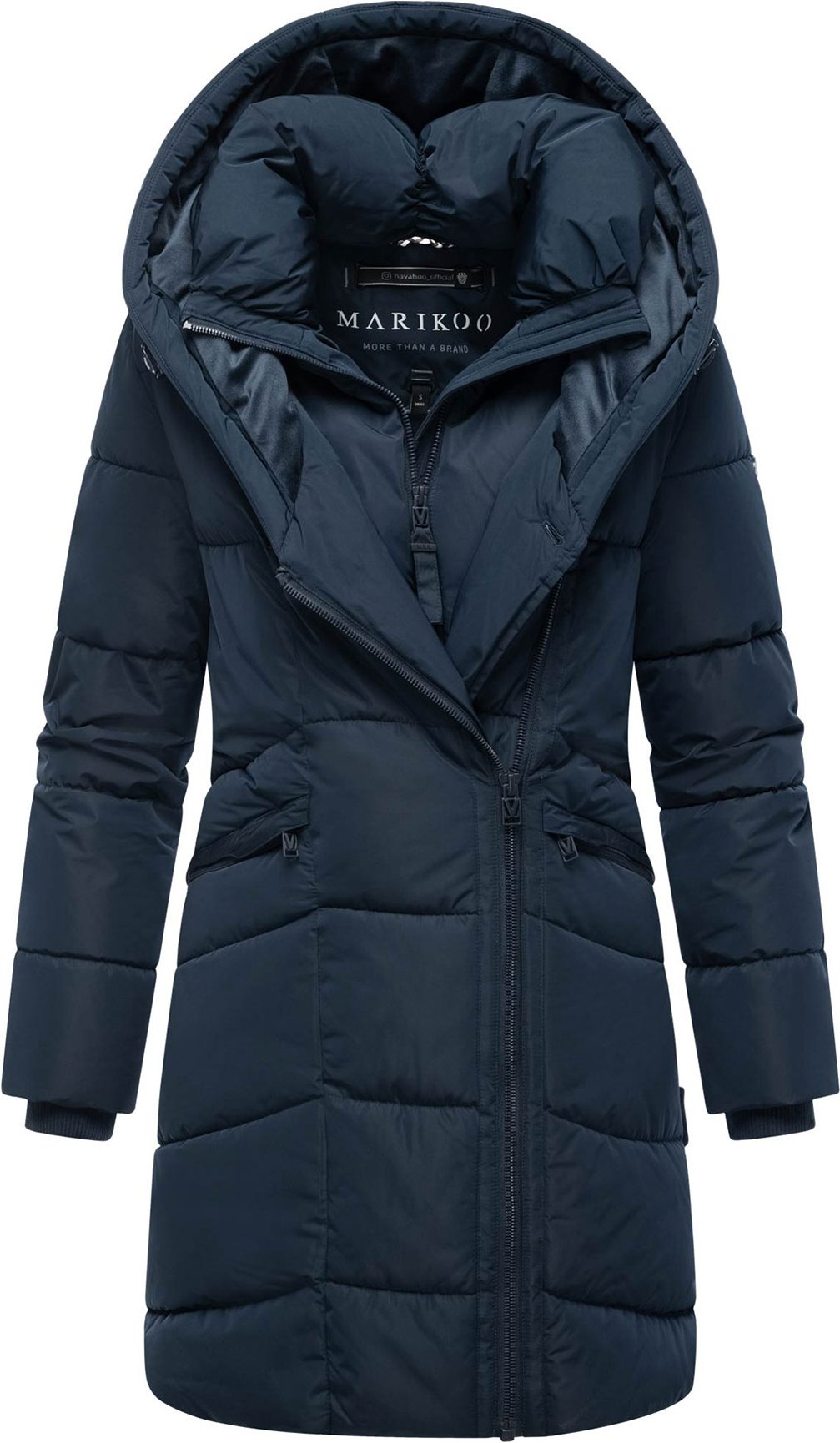 Marikoo Damen Steppmantel Virenaa mit Layer-Look & warmem Fleecefutter