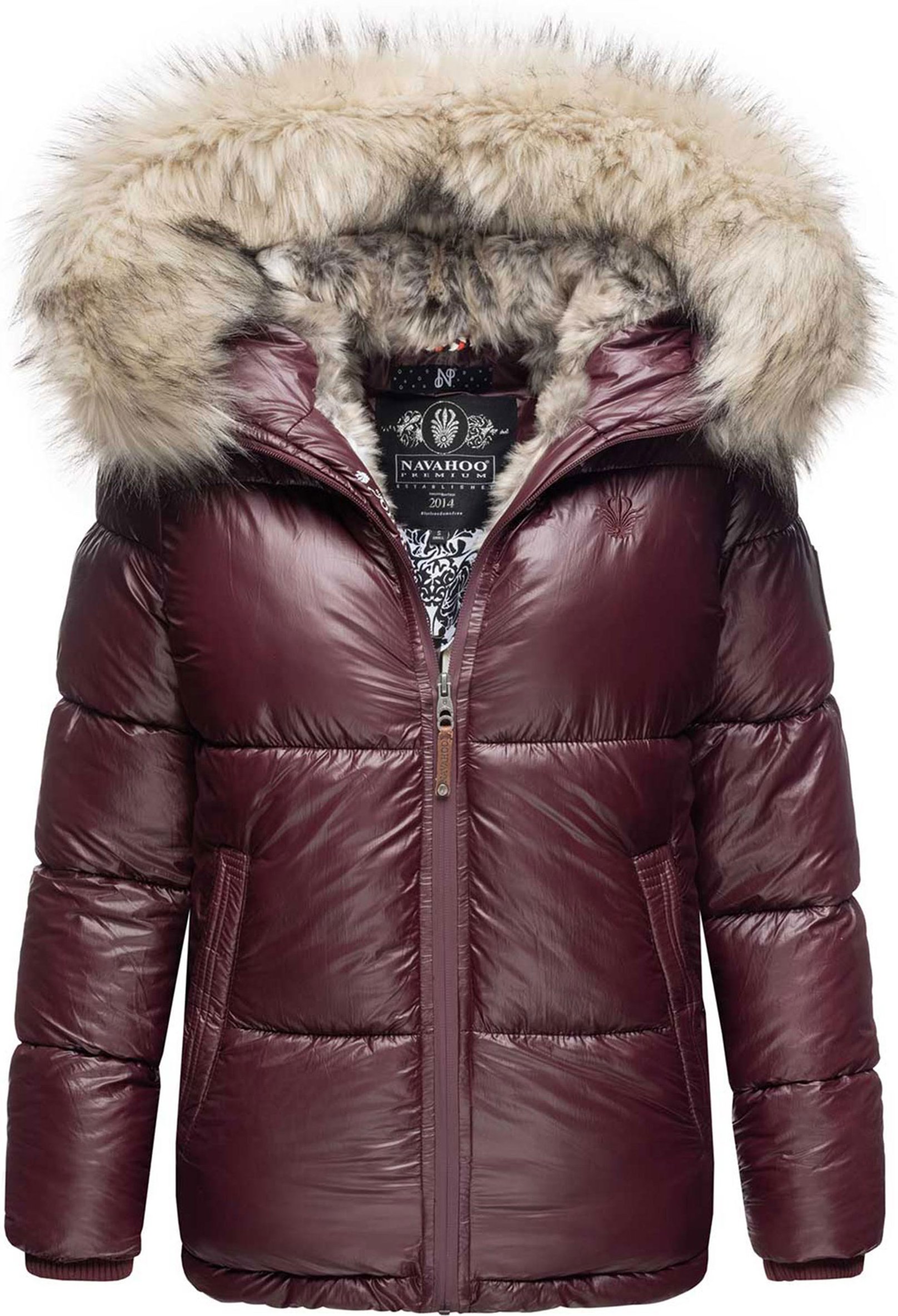 Navahoo Premium Damen Winterjacke Tikunaa – Puffer Look, Warm & Mit Kunstfellkragen