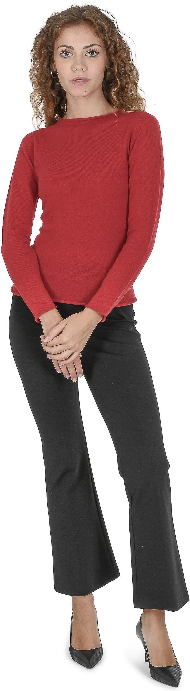 Crown Of Edinburgh Cashmere Pullover Bootsausschnitt Für Frauen Coe 007 Rot