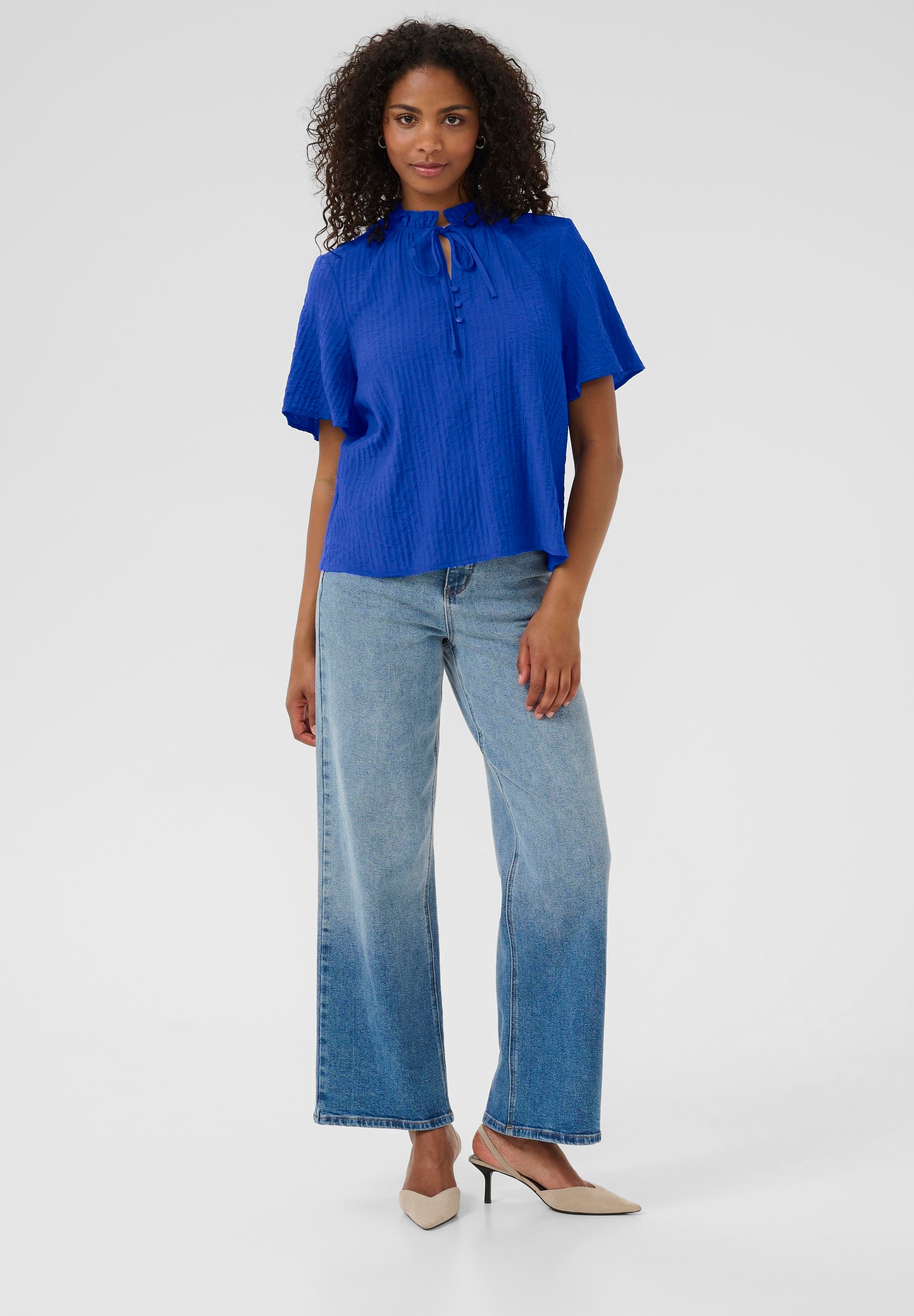 Kurzarm-Bluse KAlianna Loose fit blue