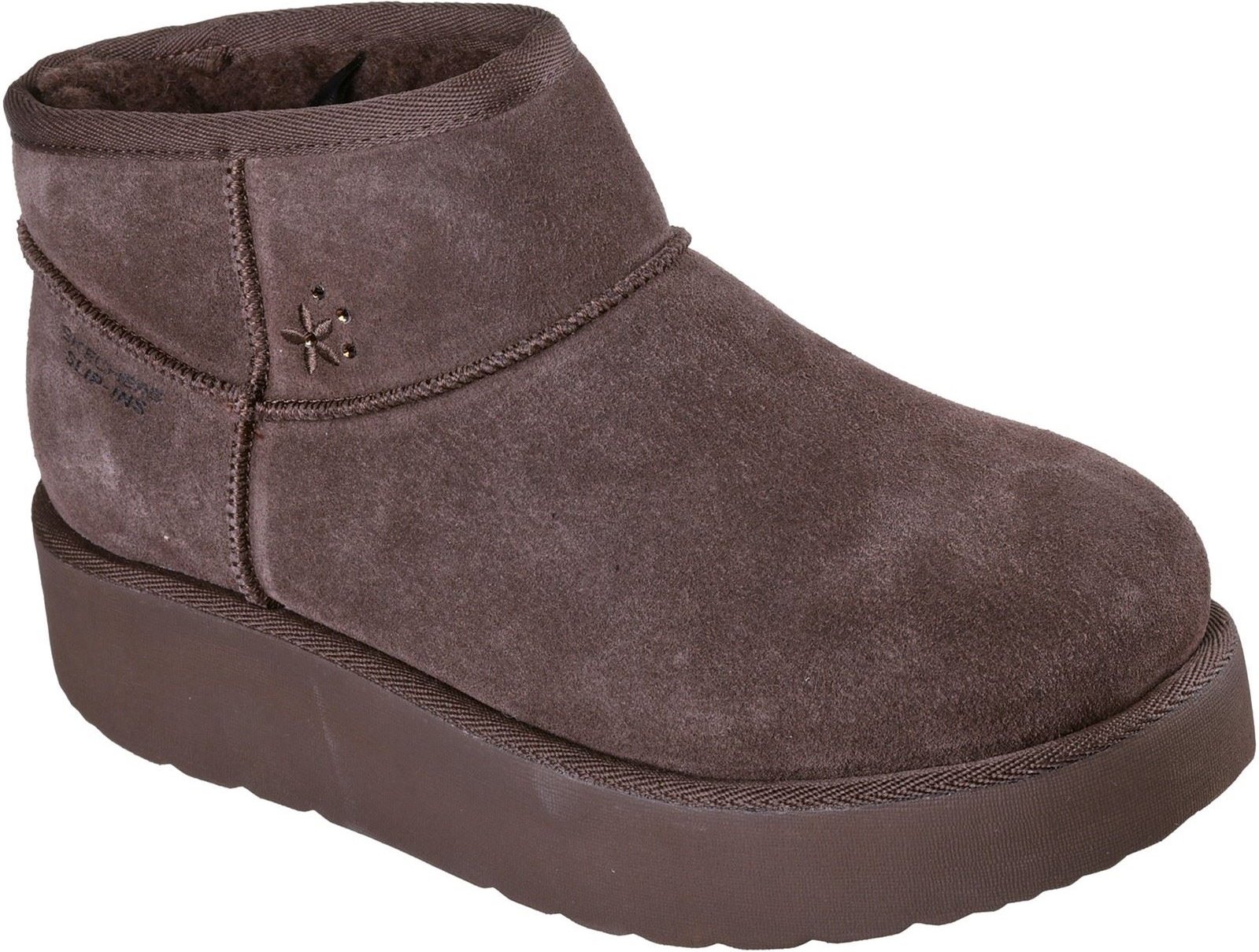 Skechers Keep Cozy Leder Damen Schokoladen Winter Stiefeletten