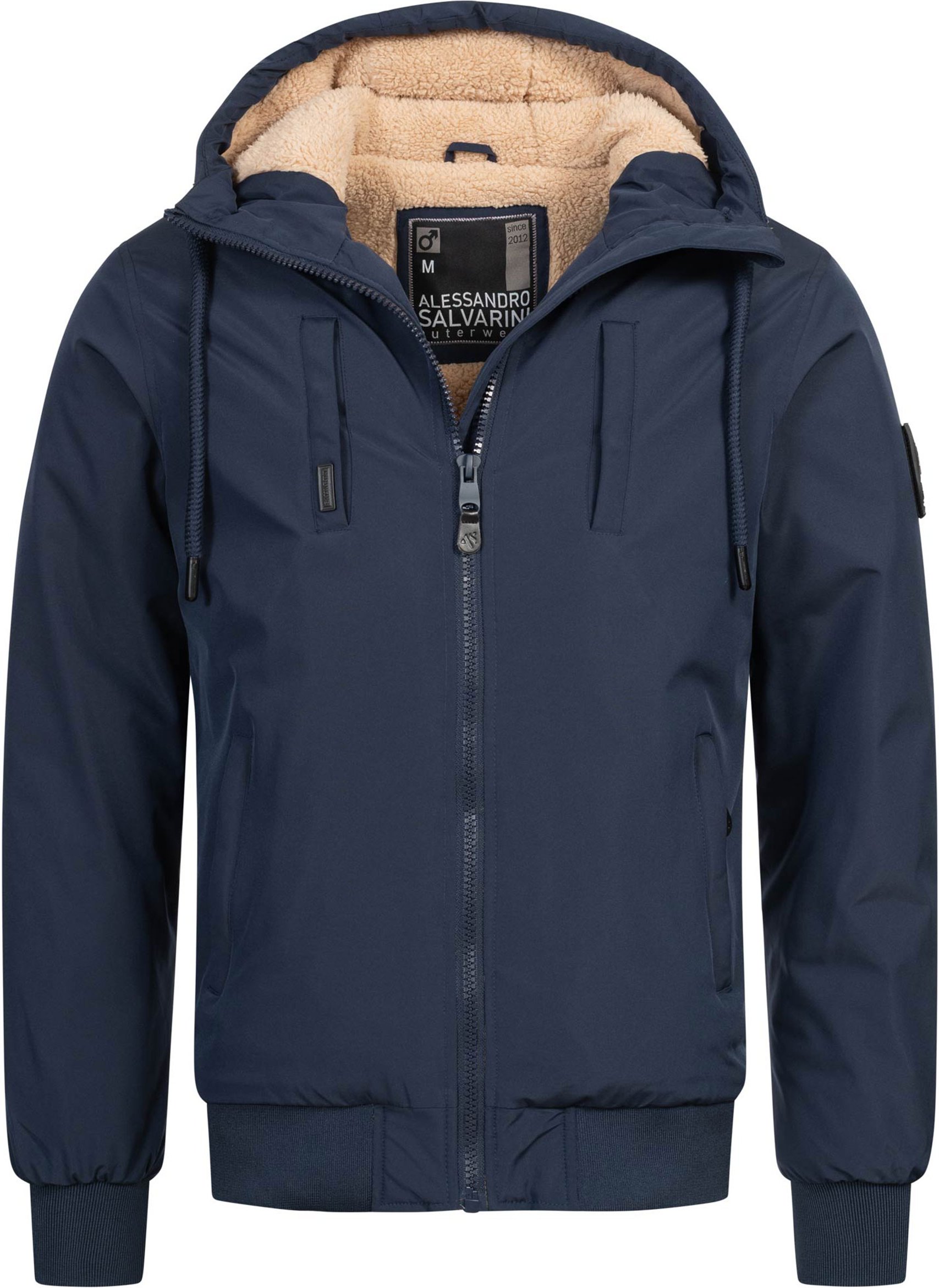 Thumbnail - Alessandro Salvarini Herren Winterjacke AS-431 – Warm, Mit Teddyfellfutter & Kapuze
