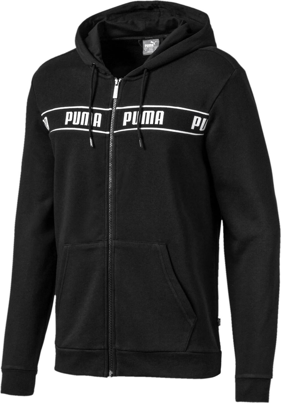 Puma Herren verstärkte Hoodie Zip Up Logo Track Jacke Schwarz 580439 01