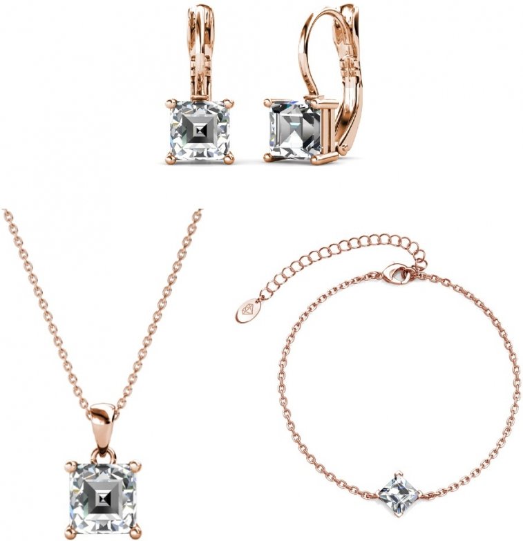 Einfaches Quadrat : Rose Gold und Kristall