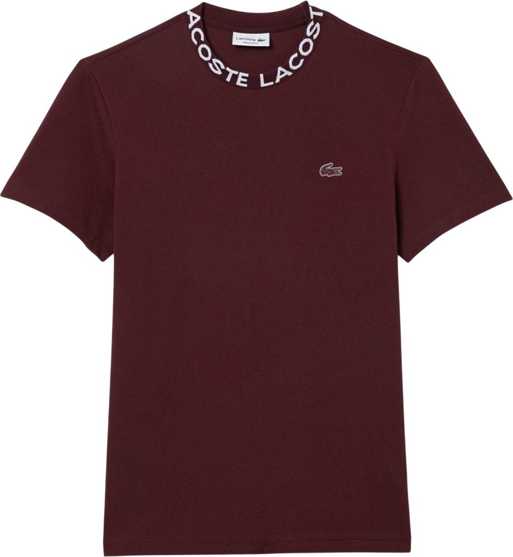 Lacoste - Jacquard T-Shirt für Herren Piqué (Bordeauxrot)