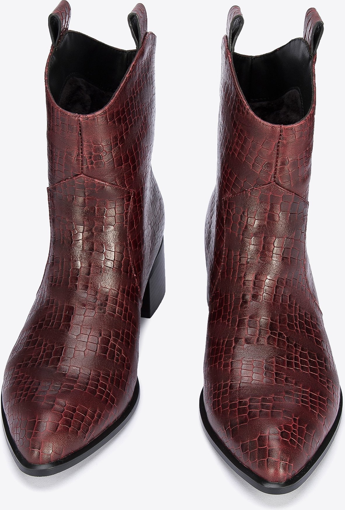Wittchen Damen-Cowboystiefel aus Krokodilleder, Burgunderrot, Naturleder