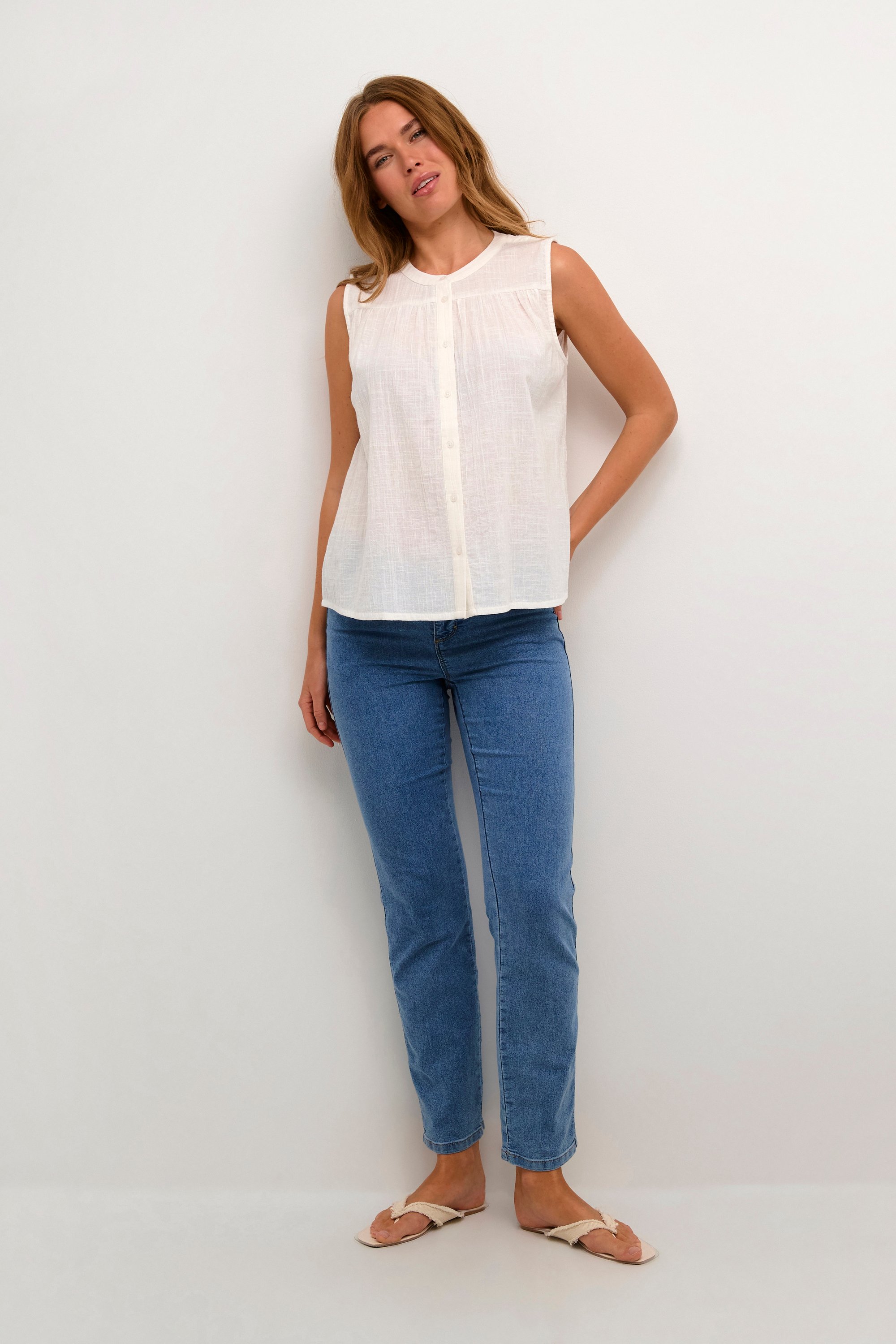 Kurzarm-Bluse Regular fit Chalk white