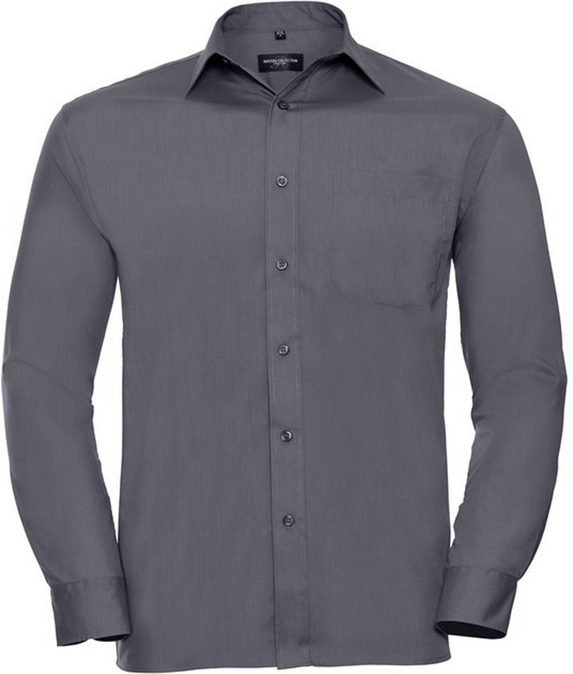 Thumbnail - Russell Collection - Hemd Pflegeleicht für Herren Langärmlig (Grau)
