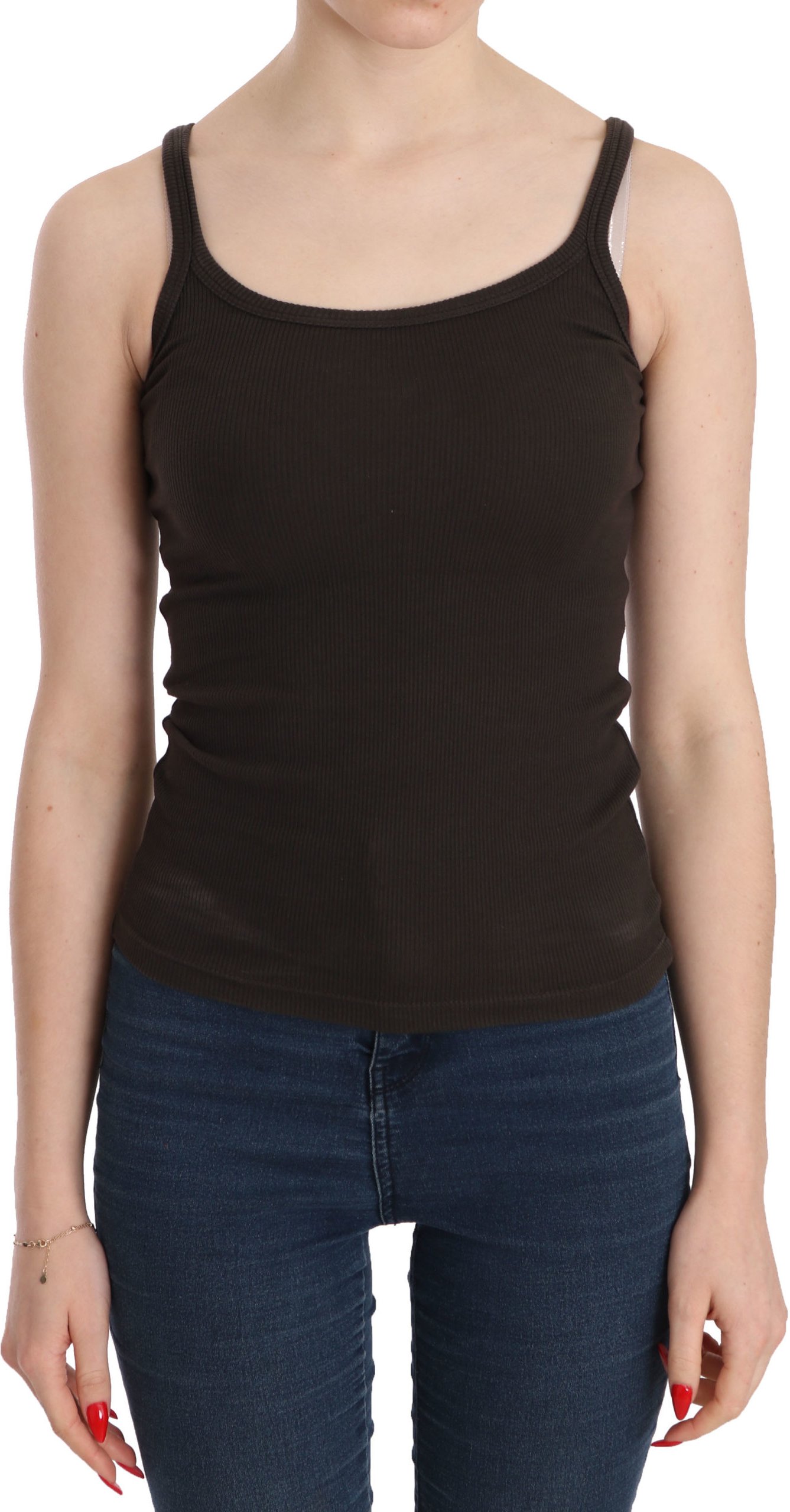 PINK MEMORIES Dunkelbraune Ärmellose Spaghetti-Träger Bluse