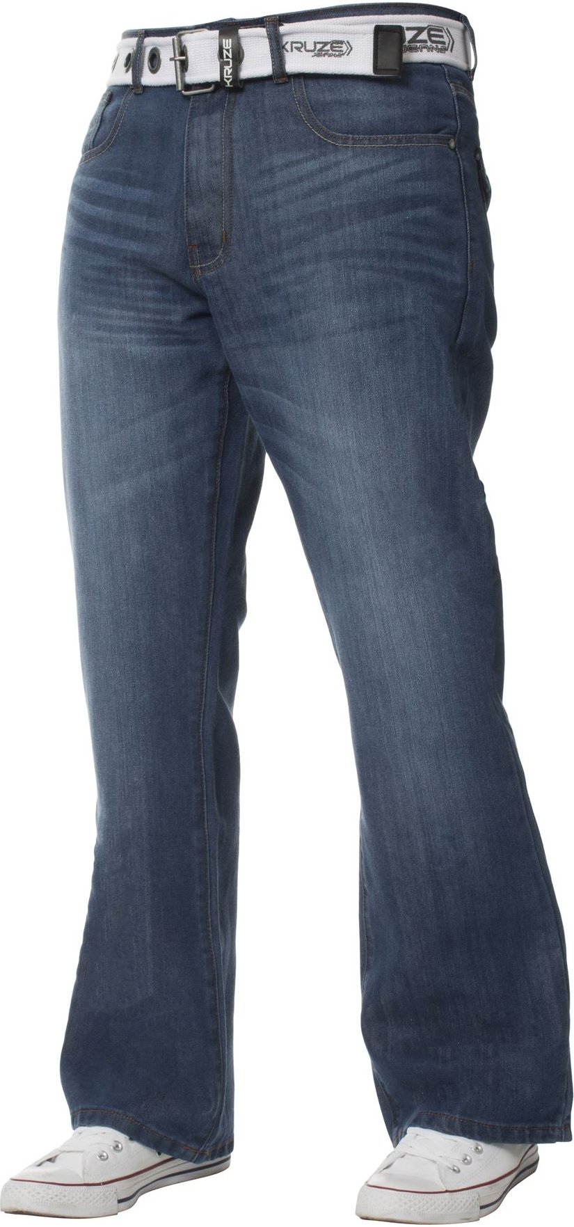 Kruze Herren Bootcut Denim Jeans